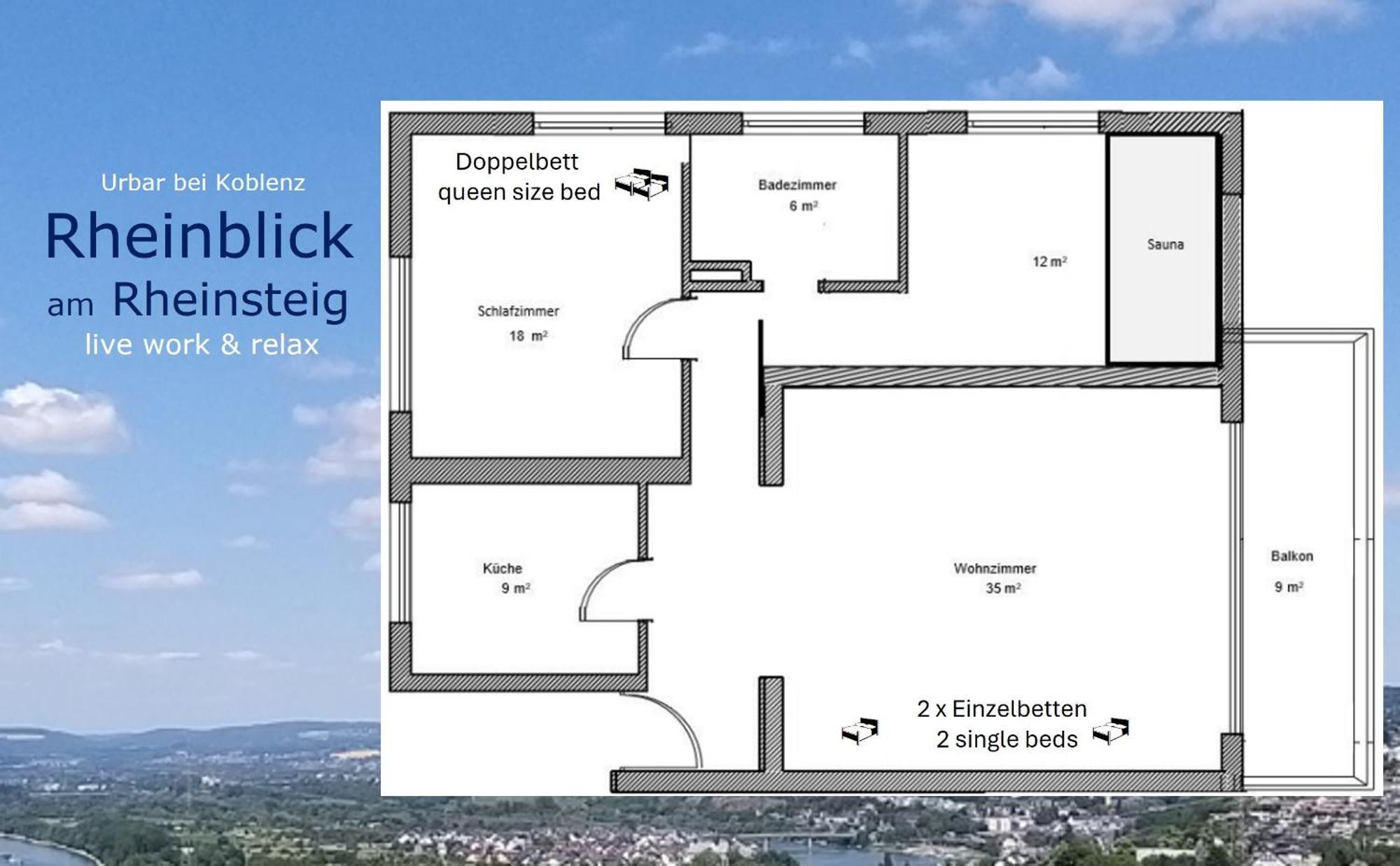Rheinblick Am Rheinsteig Zur Festung Ehrenbreitstein Mit Balkon Und Sauna Urbar  ภายนอก รูปภาพ